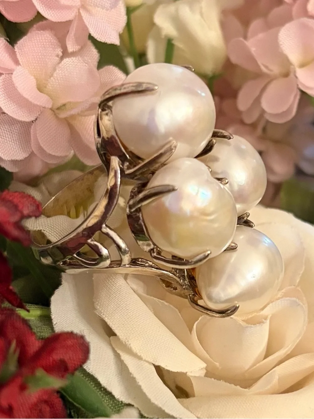Silpada Sterling Silver and Pearl “Coastal” Ring R2940 Size 8 1/4